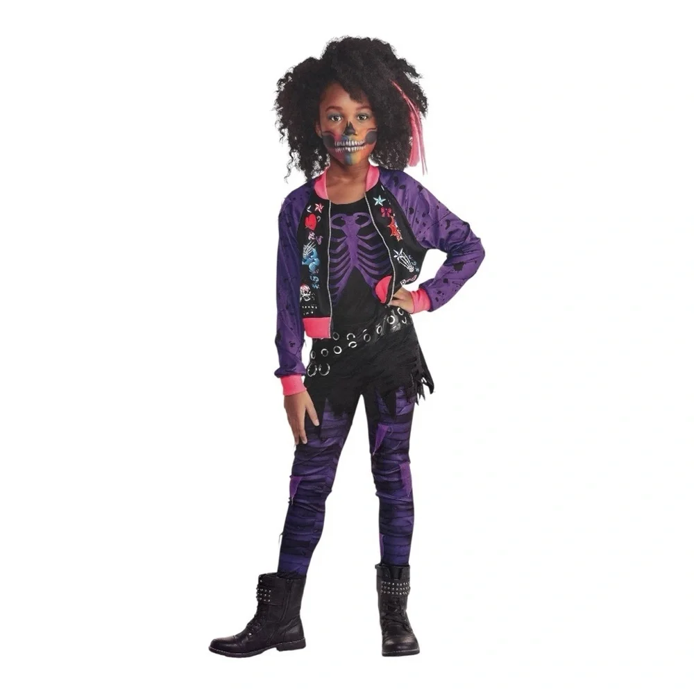 NWT Punk Zombie Girl's Costume Retro Halloween 80's 90's Child Size Medium 8-10 - Picture 2 of 5